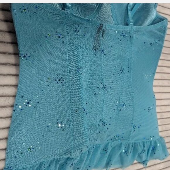 NWT Victoria Secret sexy little things Blue Sequin glitter Top Med Ruffle bottom - Picture 12 of 12